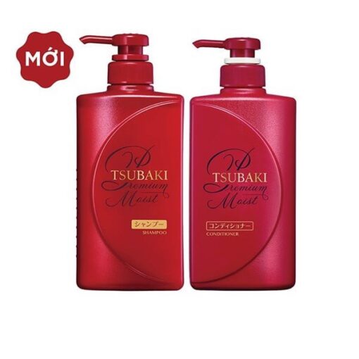 Bộ Gội Xả Tsubaki Dưỡng Tóc Bóng Mượt Premium Moist