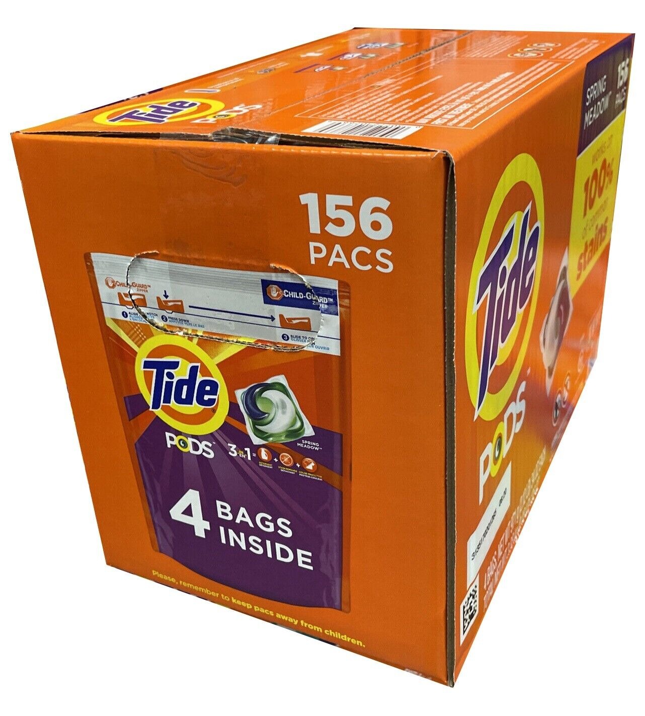 Viên Giặt Xả Tide Pods 3in1 Liquid Laundry Detergent Pacs, Spring Meadow, Thùng 156 viên