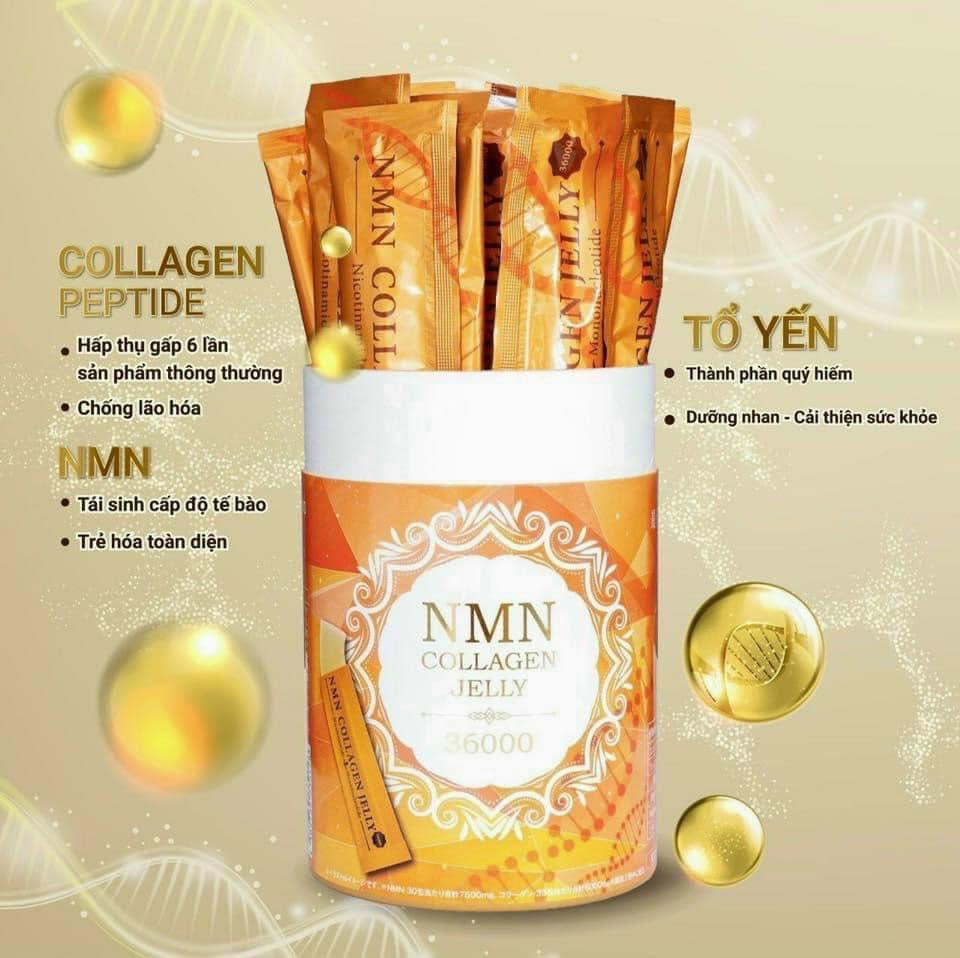Thạch giúp trẻ hóa da, chống lão hóa nmn collagen jelly 36000 metao (20g x 30 gói)