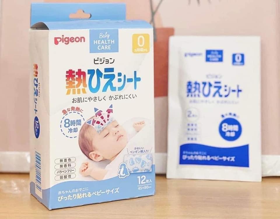 Miếng Dán Hạ Sốt Pigeon Hộp 12 Miếng (Làm Mát 8 Tiếng) Miếng Dán Hạ Sốt Pigeon 12 Miếng