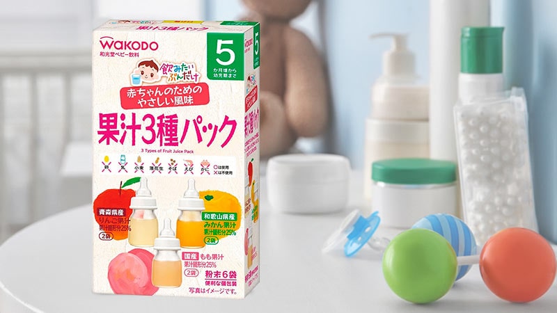 Trà Wakodo Trái Cây 3 Vị Nhật Bản Dành Cho Bé Yêu Trà hoa quả 3 vị Wakodo Nhật Bản 6 gói (Cho bé từ 5 tháng)